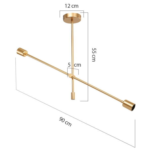 Φωτιστικό οροφής δίφωτο PWL-1157 pakoworld E27 χρυσό 90x90x55εκ - Image 3