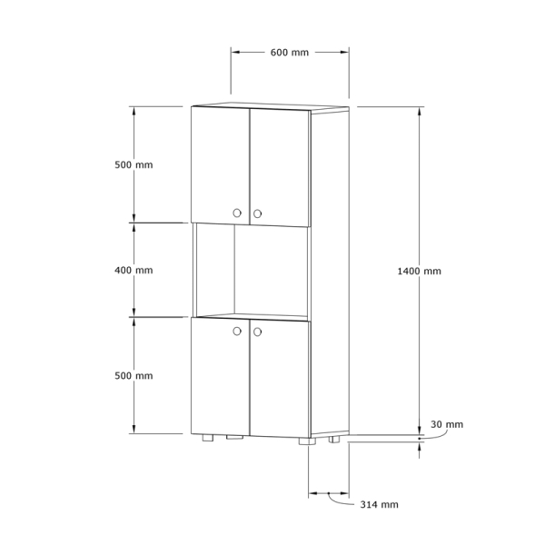 Ντουλάπα κουζίνας Guzel pakoworld σε sonoma απόχρωση 60x31.4x140εκ - Image 2