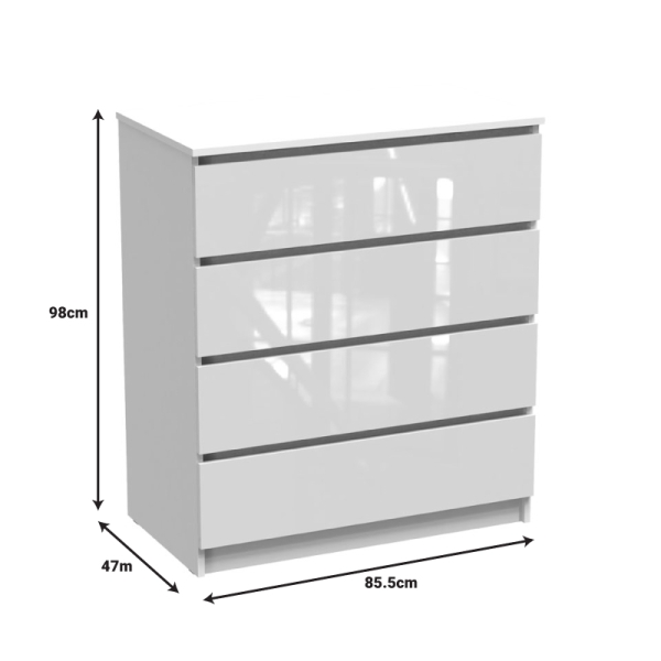 Συρταριέρα Dicama pakoworld mdf σε λευκη glossy απόχρωση 85.5x47x98εκ - Image 3