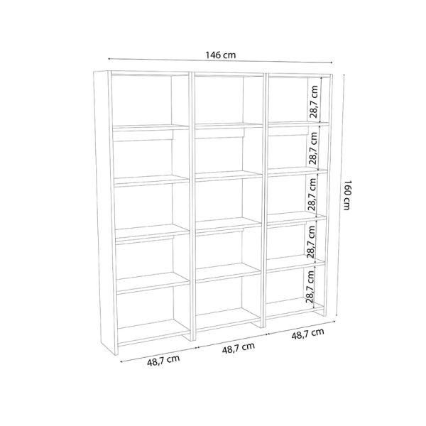 Βιβλιοθήκη Rabuku pakoworld σε oak  απόχρωση 146x22x123εκ - Image 2