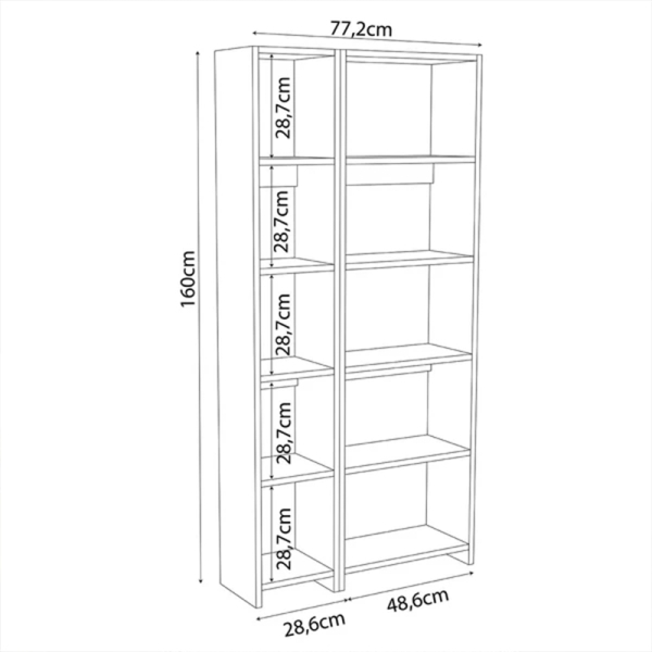 Βιβλιοθήκη Alkathi pakoworld σε oak απόχρωση 77x22x160εκ - Image 2