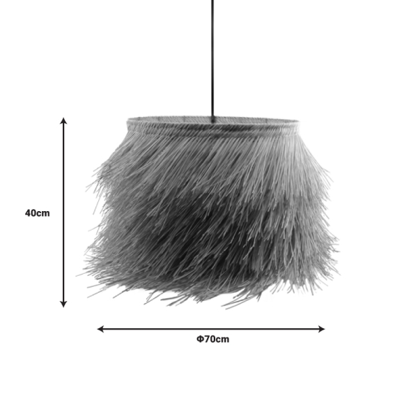 Φωτιστικό οροφής Hairy Inart Ε27 ρατάν σε φυσική απόχρωση Φ70x40εκ - Image 2