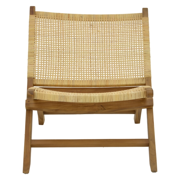 Πολυθρόνα Jerenze pakoworld φυσικό teak ξύλο-φυσικό rattan 65x78x68εκ - Image 3