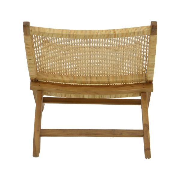 Πολυθρόνα Jerenze pakoworld φυσικό teak ξύλο-φυσικό rattan 65x78x68εκ - Image 4