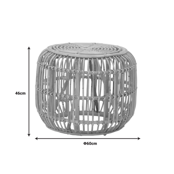 Σκαμπό Rajesty pakoworld rattan σε φυσική απόχρωση Φ60x46εκ - Image 4