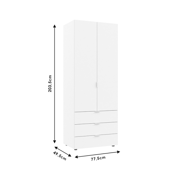 Ντουλάπα ρούχων Lila pakoworld δίφυλλη sonoma 77.5x49.5x203.5εκ - Image 2