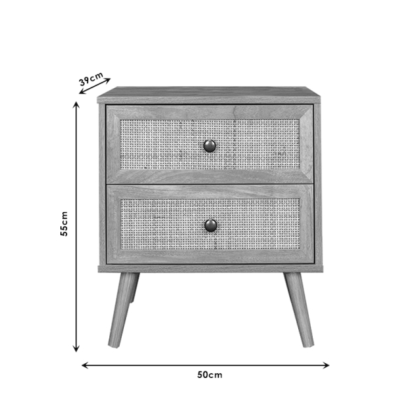 Κομοδίνο Oslo pakoworld μαύρο-φυσικό 50x39x55εκ - Image 4